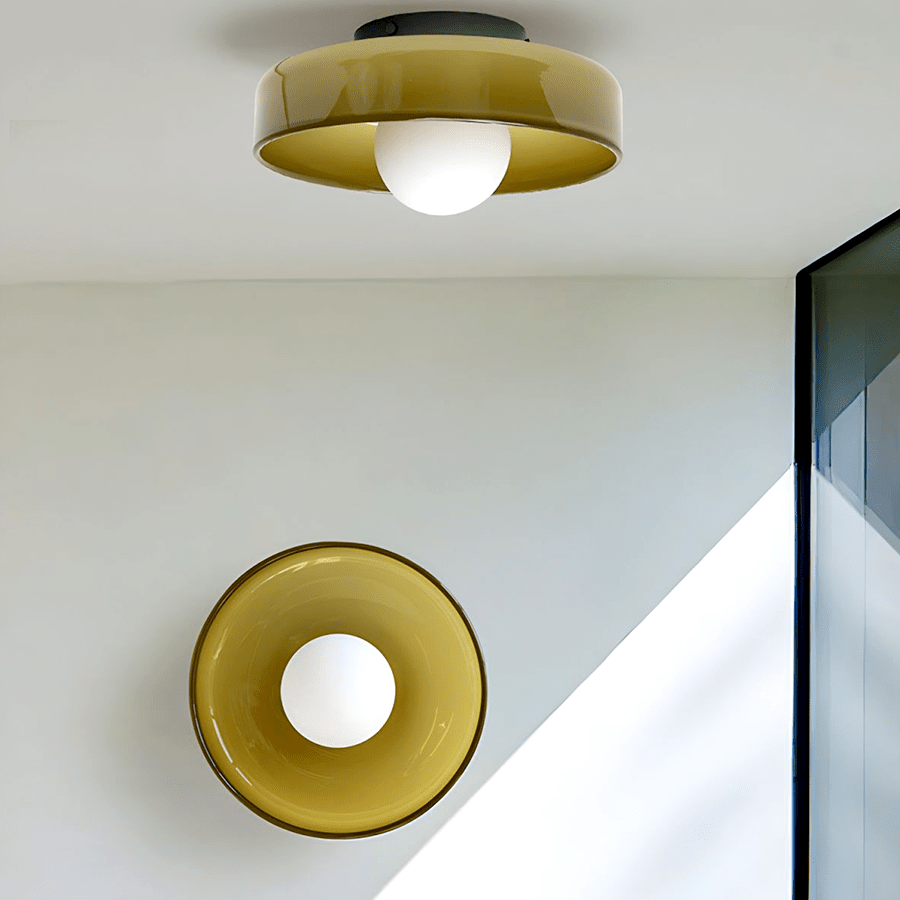 GLASS DISC WALL LIGHT GREEN 350mm - DYKE & DEAN