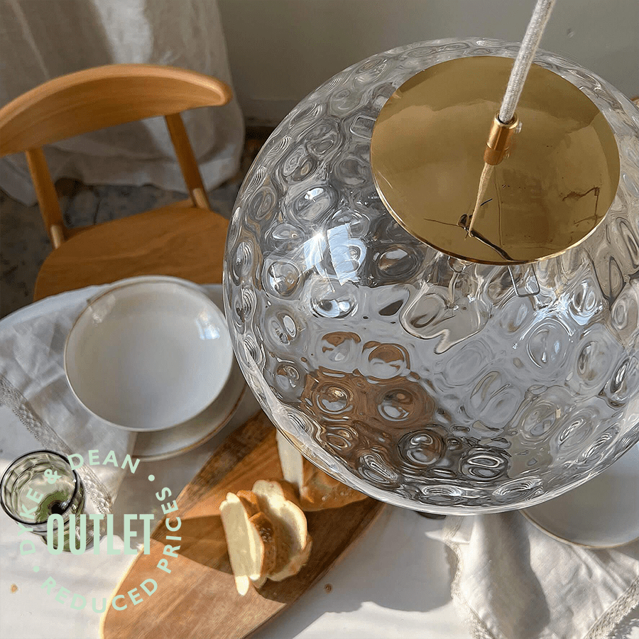 GLOBE CLEAR DIMPLED GLASS LIGHT OUTLET - DYKE & DEAN