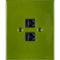 KATY PATY PORCELAIN PLATE DOUBLE PC/ USB WALL SOCKET GREEN - DYKE & DEAN