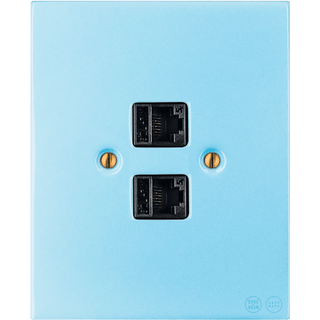KATY PATY PORCELAIN PLATE DOUBLE PC/ USB WALL SOCKET PASTEL BLUE - DYKE & DEAN