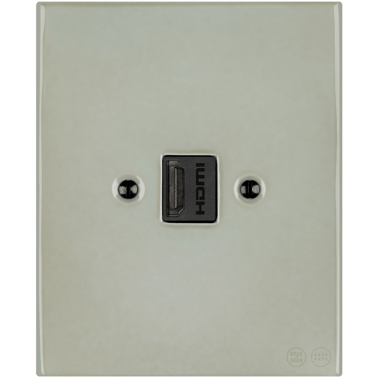 KATY PATY PORCELAIN PLATE HDMI WALL SOCKET GREY GREEN - DYKE & DEAN