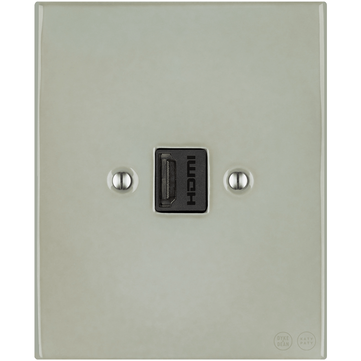 KATY PATY PORCELAIN PLATE HDMI WALL SOCKET GREY GREEN - DYKE & DEAN