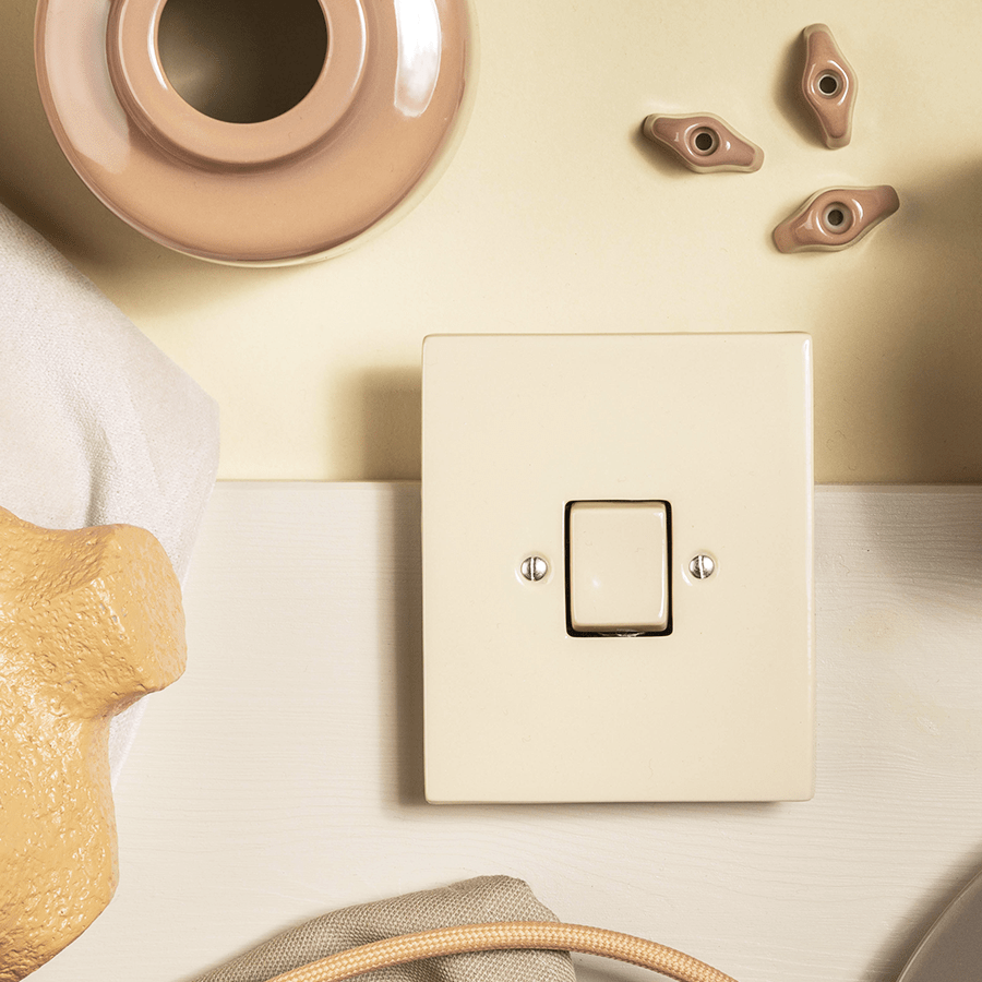 KATY PATY PORCELAIN PLATE WALL CABLE GLAND SOCKET MINT GREEN - DYKE & DEAN