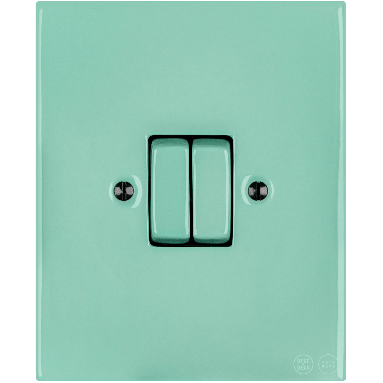 KATY PATY PORCELAIN PLATE WALL LIGHT SWITCH DOUBLE MINT GREEN - DYKE & DEAN