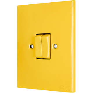 KATY PATY PORCELAIN PLATE WALL LIGHT SWITCH DOUBLE YELLOW - DYKE & DEAN