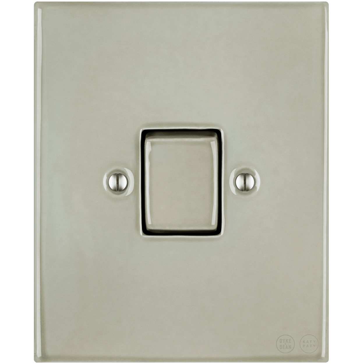 KATY PATY PORCELAIN PLATE WALL LIGHT SWITCH FAT BUTTON GREY GREEN - DYKE & DEAN