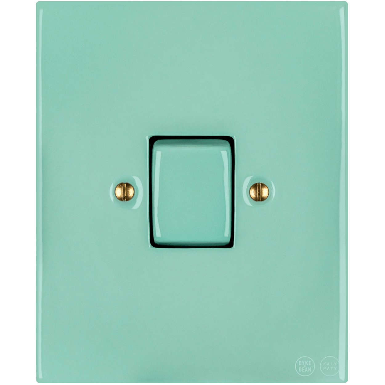 KATY PATY PORCELAIN PLATE WALL LIGHT SWITCH FAT BUTTON MINT GREEN - DYKE & DEAN