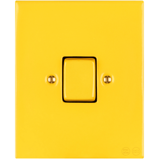 KATY PATY PORCELAIN PLATE WALL LIGHT SWITCH FAT BUTTON YELLOW - DYKE & DEAN