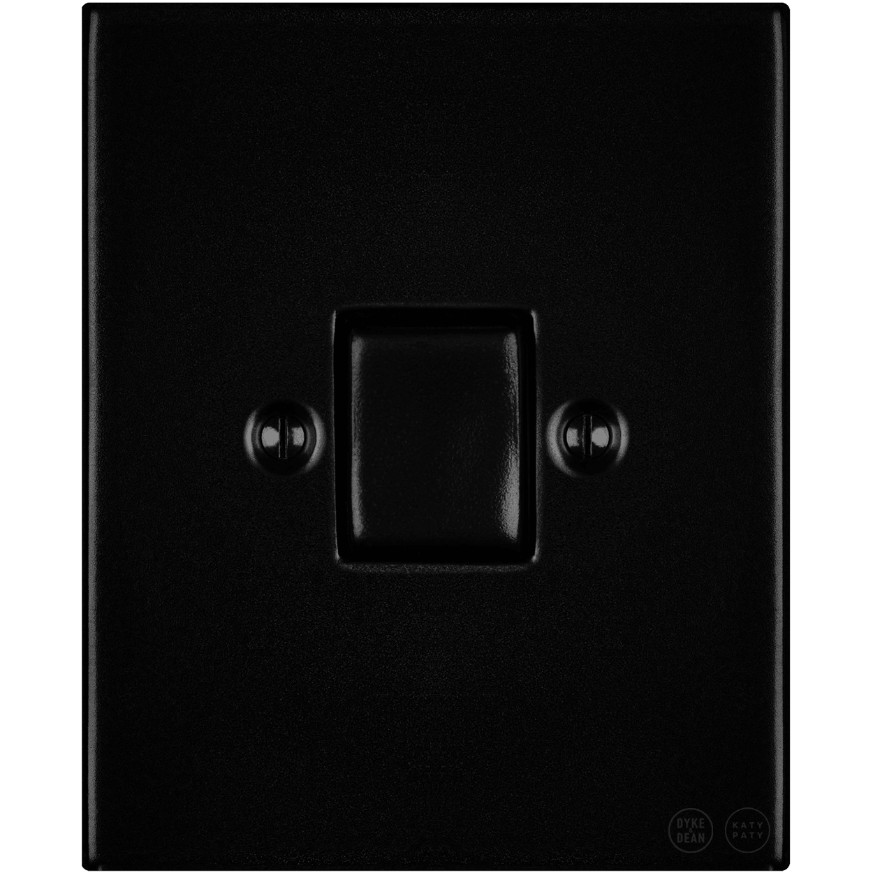 KATY PATY PORCELAIN PLATE WALL LIGHT SWITCH MATTE BLACK FAT BUTTON - DYKE & DEAN