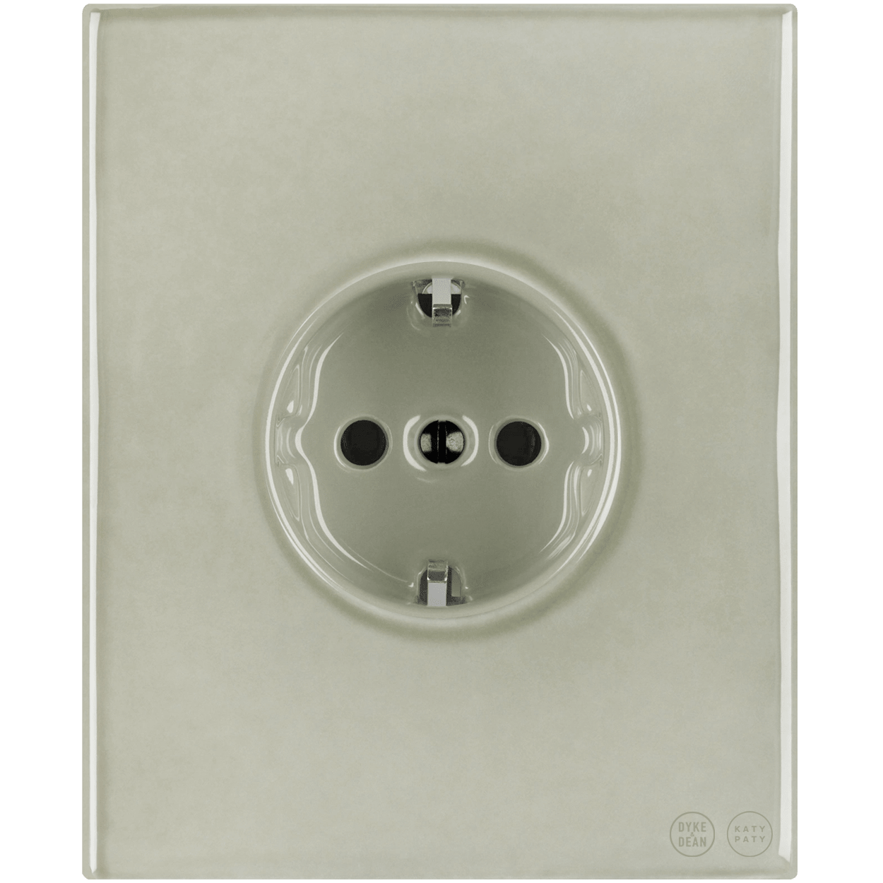 KATY PATY PORCELAIN PLATE WALL SCHUKO SOCKET GREY GREEN - DYKE & DEAN