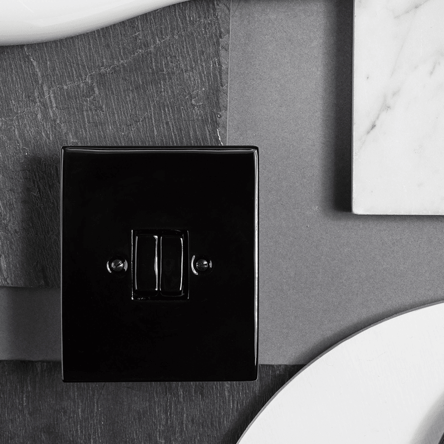 KATY PATY PORCELAIN PLATE WALL SCHUKO SOCKET MATTE BLACK - DYKE & DEAN