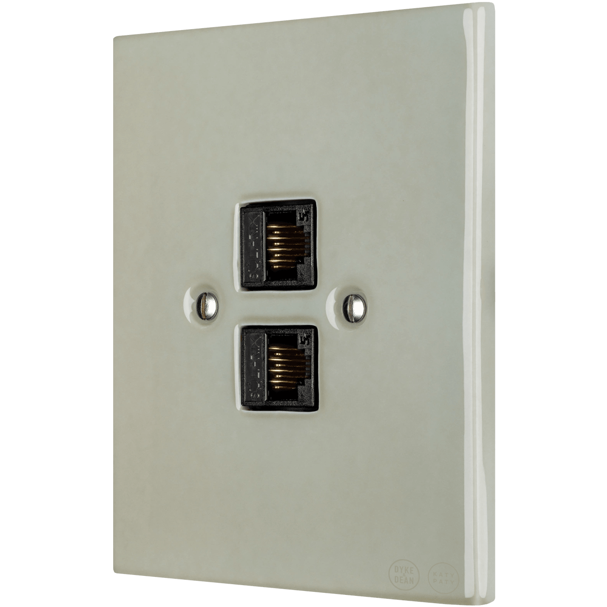 KATY PATY PORCELAIN PLATE WALL SOCKET GREY GREEN DOUBLE PC/USB - DYKE & DEAN