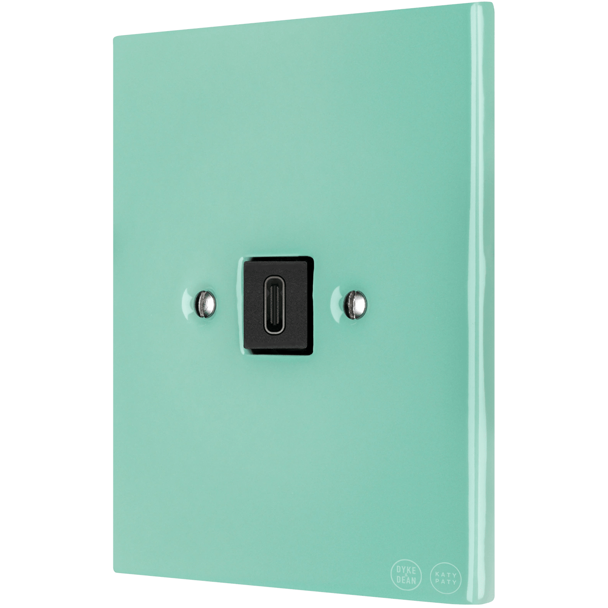 KATY PATY PORCELAIN PLATE WALL SOCKET MINT GREEN USB - C - DYKE & DEAN