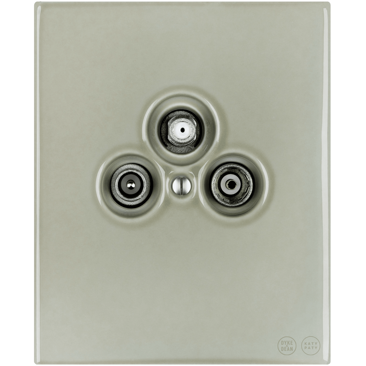 KATY PATY PORCELAIN PLATE WALL SOCKET TV ANTENNA GREY GREEN - DYKE & DEAN