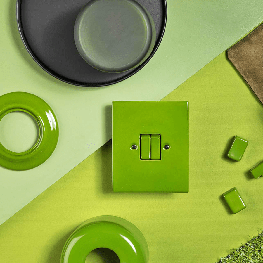 KATY PATY PORCELAIN PLATE WALL SOCKET TV ANTENNA MINT GREEN - DYKE & DEAN