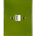 KATY PATY PORCELAIN PLATE WALL USB CHARGER GREEN - DYKE & DEAN