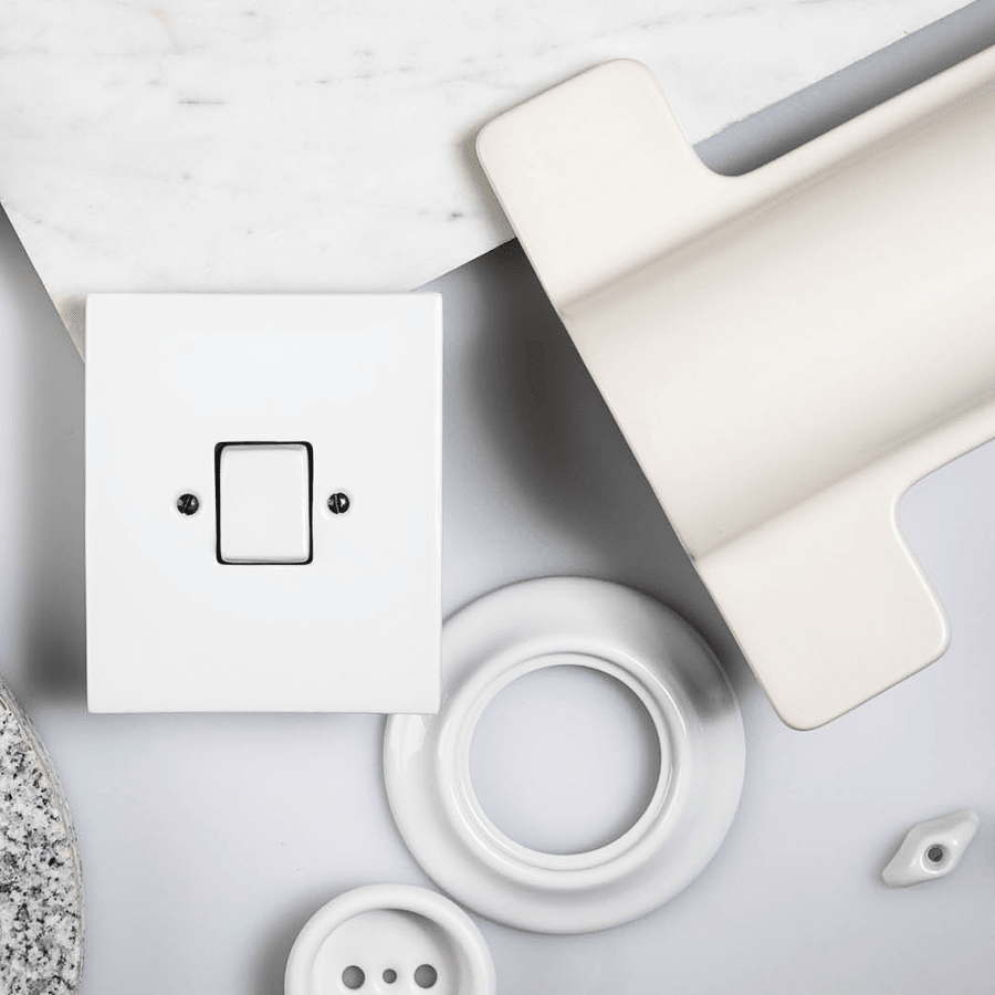 KATY PATY PORCELAIN PLATE WALL USB CHARGER GREY GREEN - DYKE & DEAN