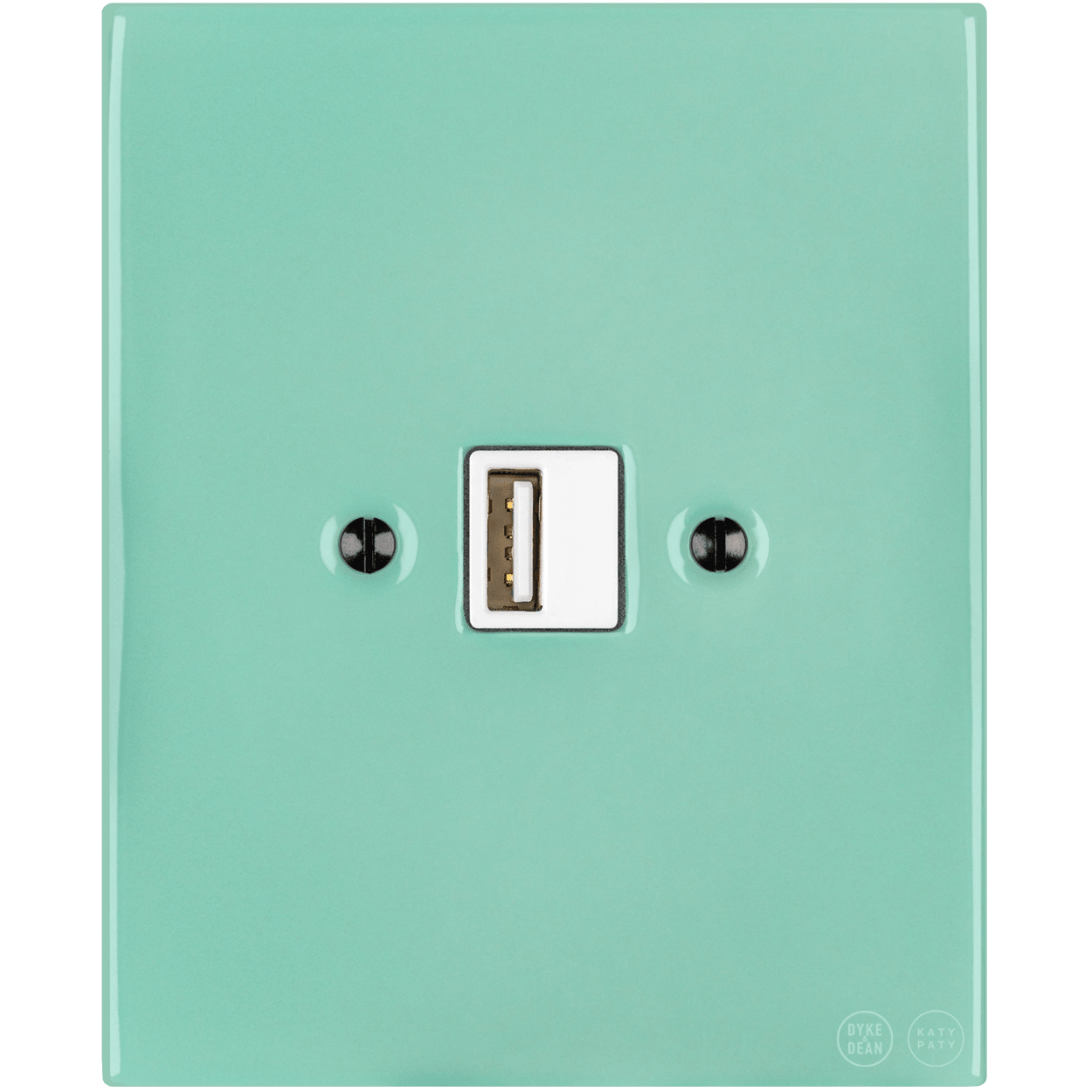 KATY PATY PORCELAIN PLATE WALL USB CHARGER MINT GREEN - DYKE & DEAN