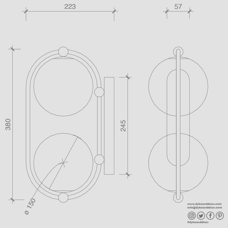KOBAN WATERPROOF DOUBLE LOOP WALL LIGHT BLACK - DYKE & DEAN