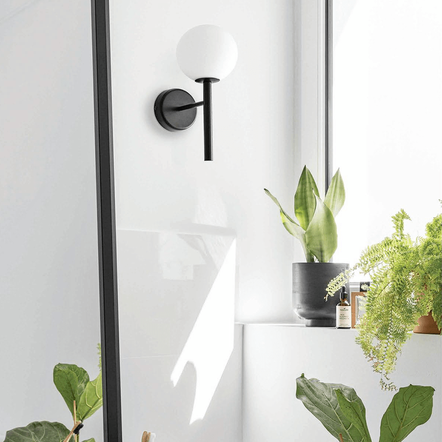 KOP A WATERPROOF GLOBE WALL LIGHT BLACK - DYKE & DEAN