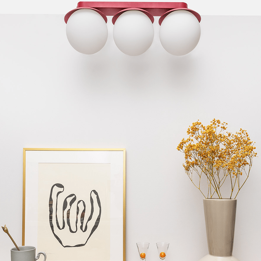 KUUL WATERPROOF CEILING 3 GLOBE LIGHT BURGUNDY - DYKE & DEAN