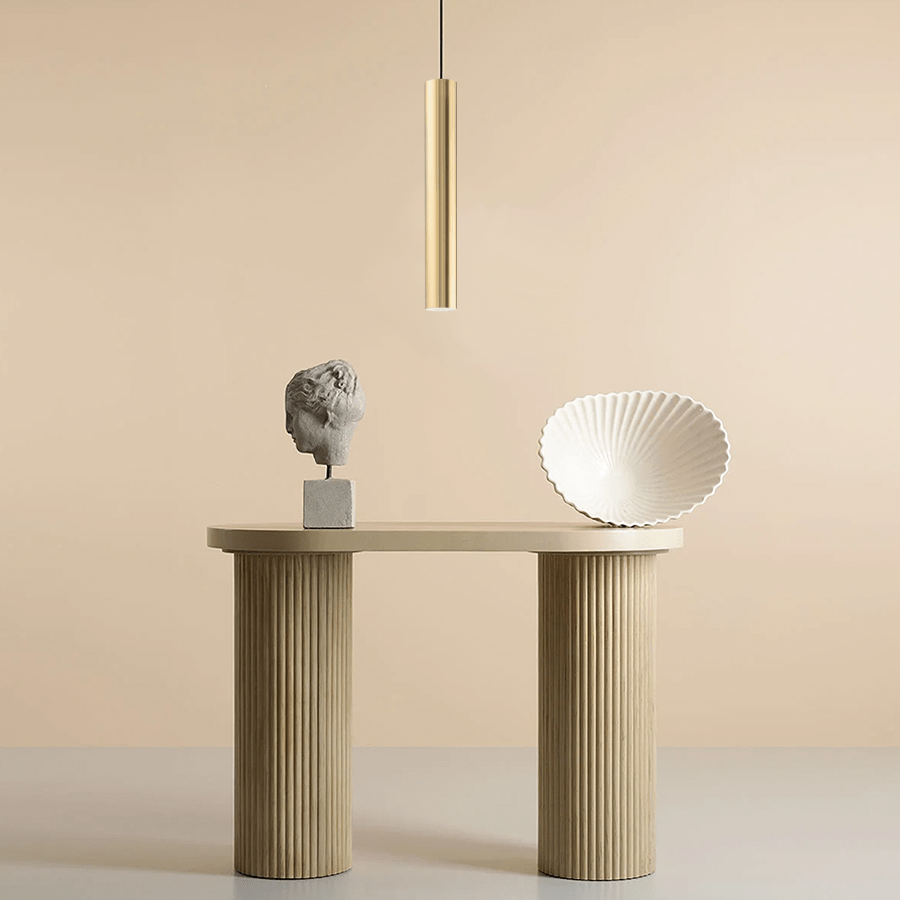 METAL TUBE BATON PENDANT LIGHT LONG BRASS TUBE PENDANT - DYKE & DEAN