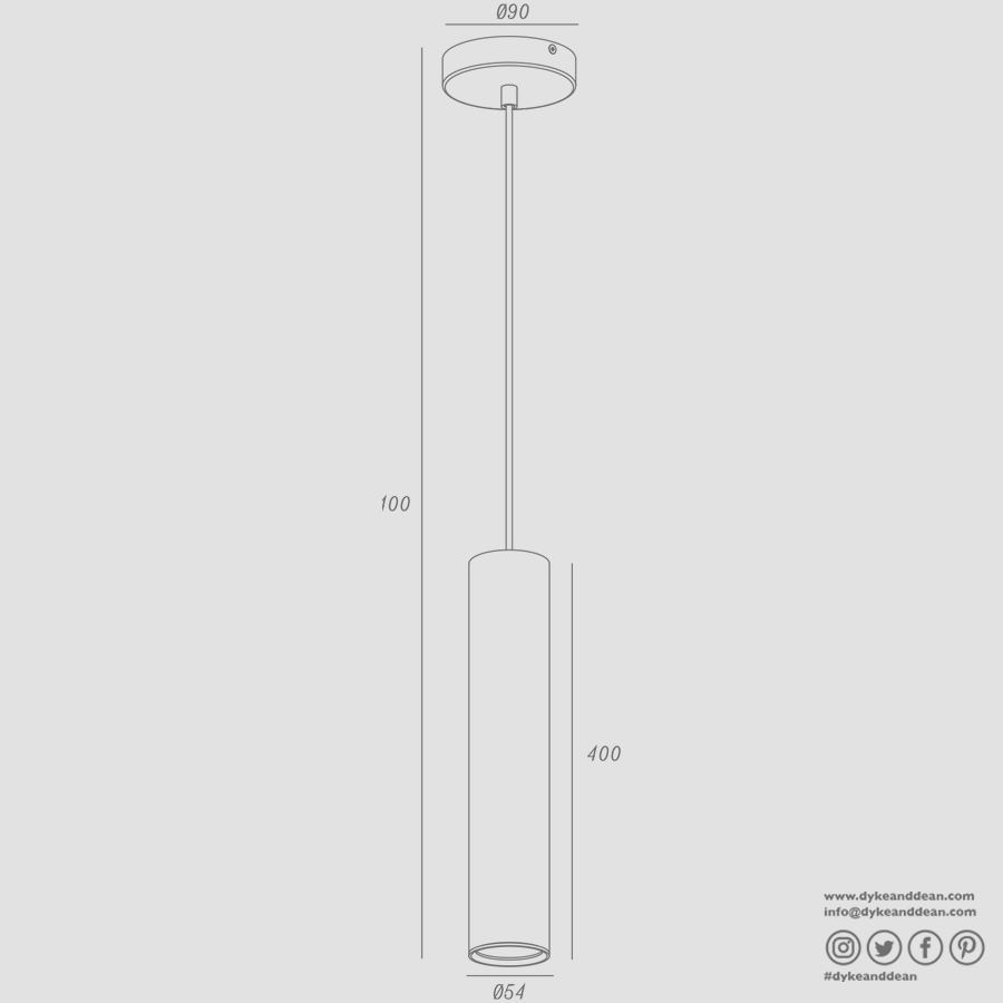 METAL TUBE BATON PENDANT LIGHT LONG GUN METAL TUBE PENDANT - DYKE & DEAN