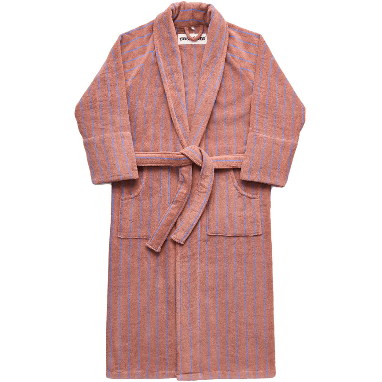 NARAM BATH ROBE CAMEL & ULTRAMARINE BLUE - DYKE & DEAN