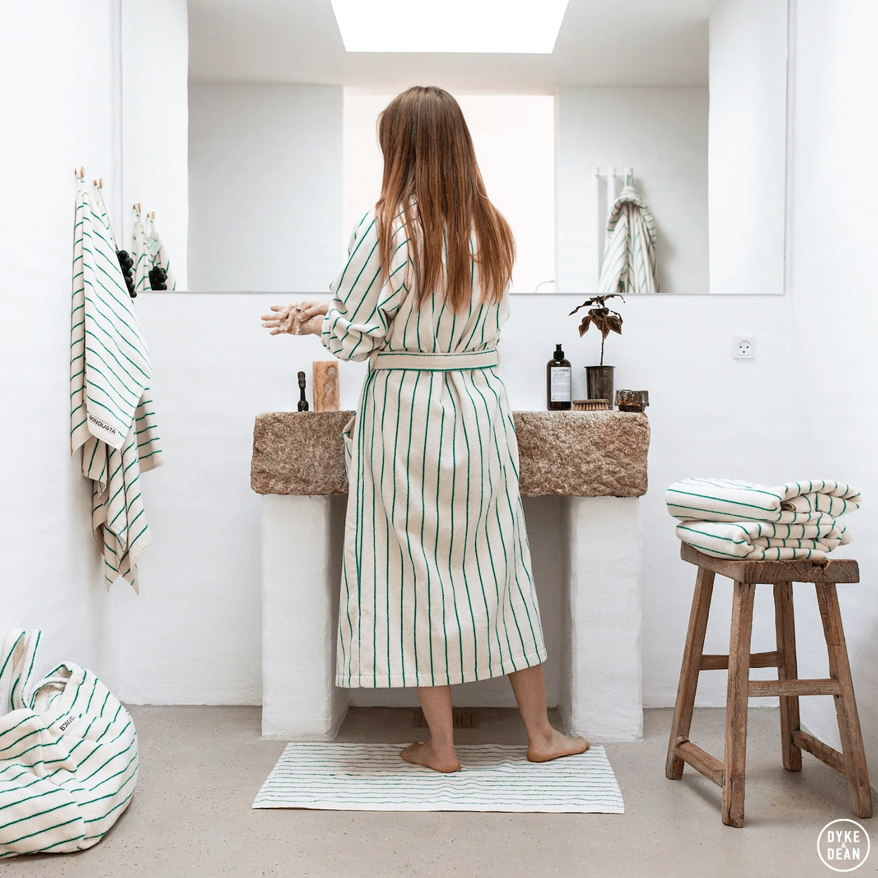 NARAM BATH TOWELS PURE WHITE & GRASS - DYKE & DEAN