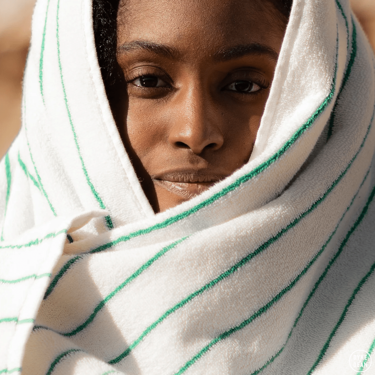NARAM BATH TOWELS PURE WHITE & GRASS - DYKE & DEAN