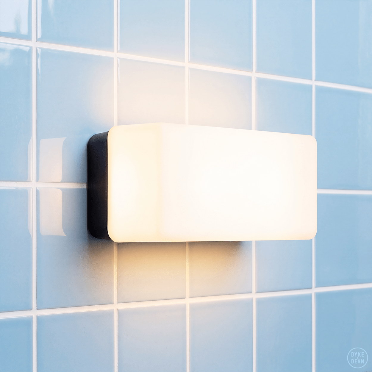 OPAL BATHROOM BLOCK MIRROR LIGHT BLACK - DYKE & DEAN