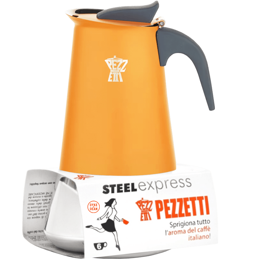 PEZZETTI 2 CUP COFFEE MAKER INDUCTION HOB ORANGE - DYKE & DEAN