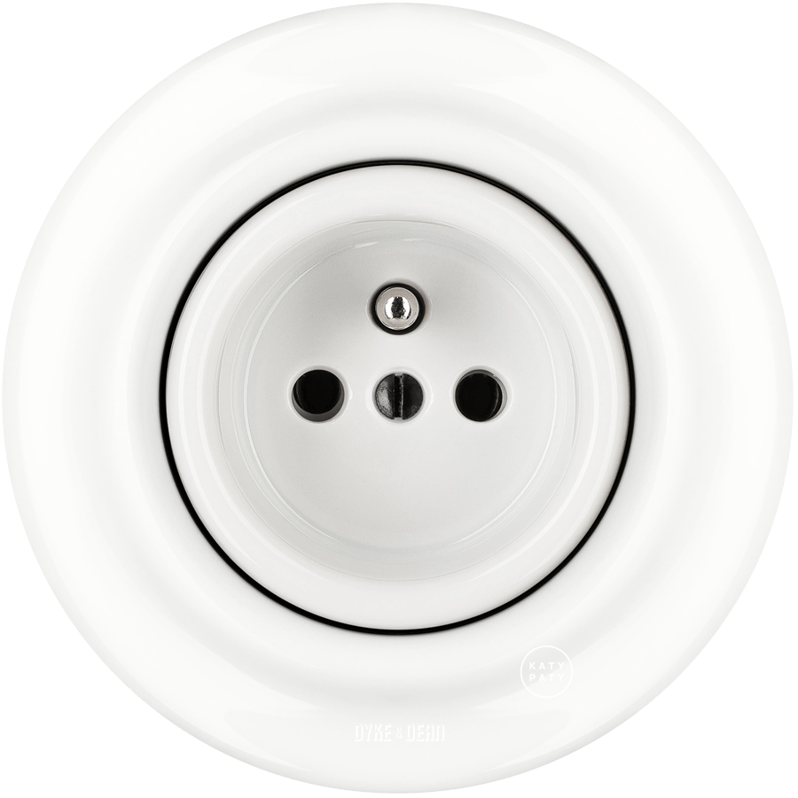 PORCELAIN 2 PIN WALL SOCKET WHITE - DYKE & DEAN