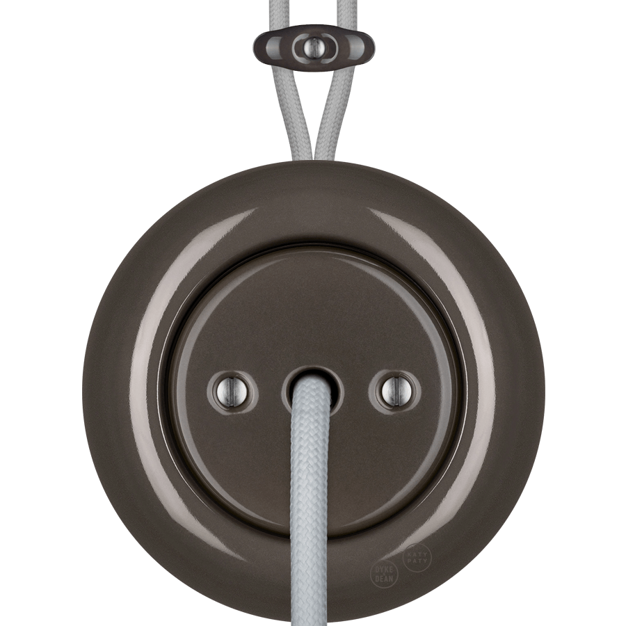 PORCELAIN KATY PATY COLONA ROUND SURFACE MOUNTED CABLE GLAND SOCKET BROWN - DYKE & DEAN