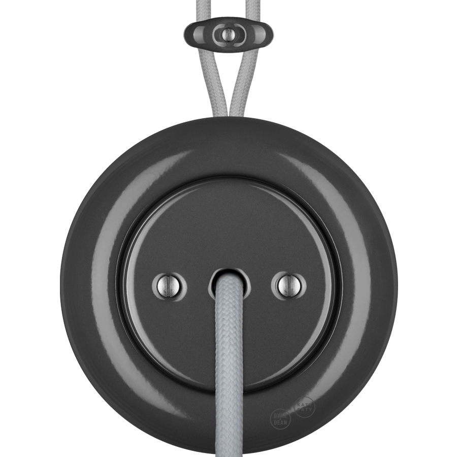 PORCELAIN KATY PATY COLONA ROUND SURFACE MOUNTED CABLE GLAND SOCKET DARK GREY - DYKE & DEAN