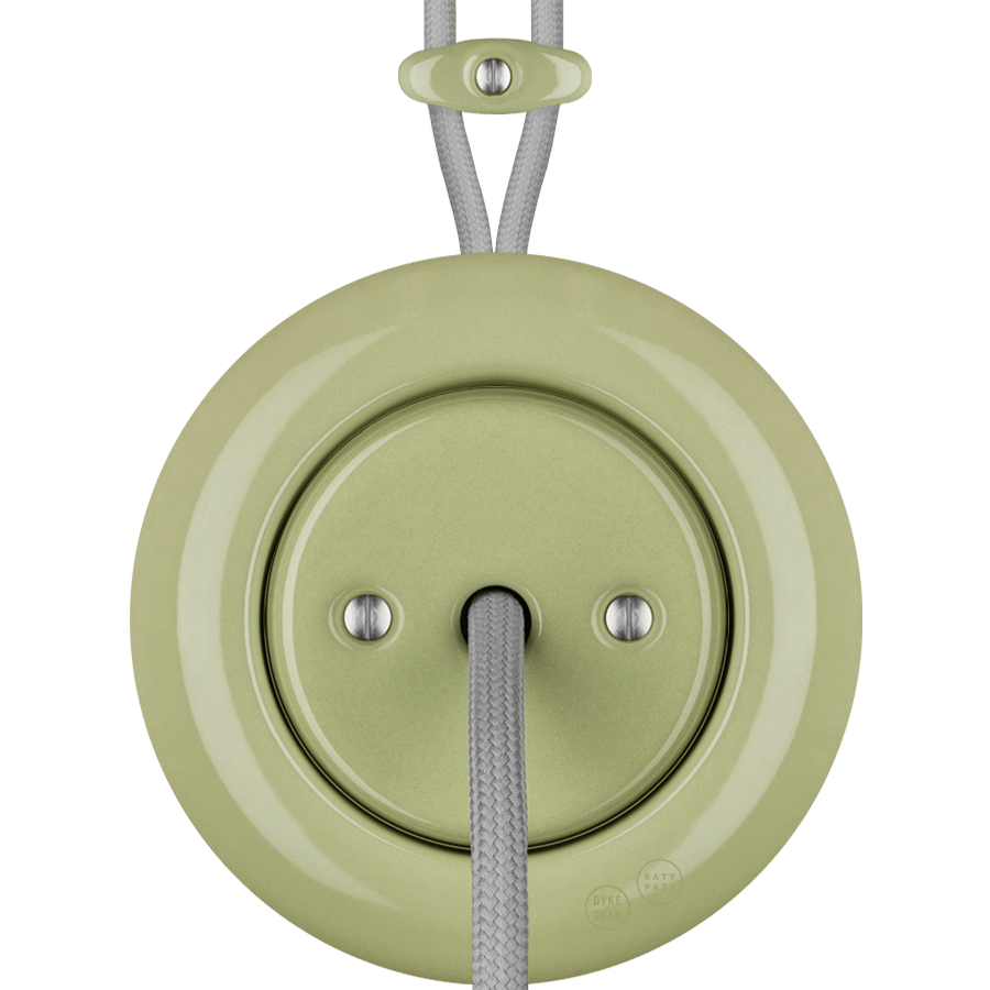 PORCELAIN KATY PATY COLONA ROUND SURFACE MOUNTED CABLE GLAND SOCKET MOSS GREEN - DYKE & DEAN