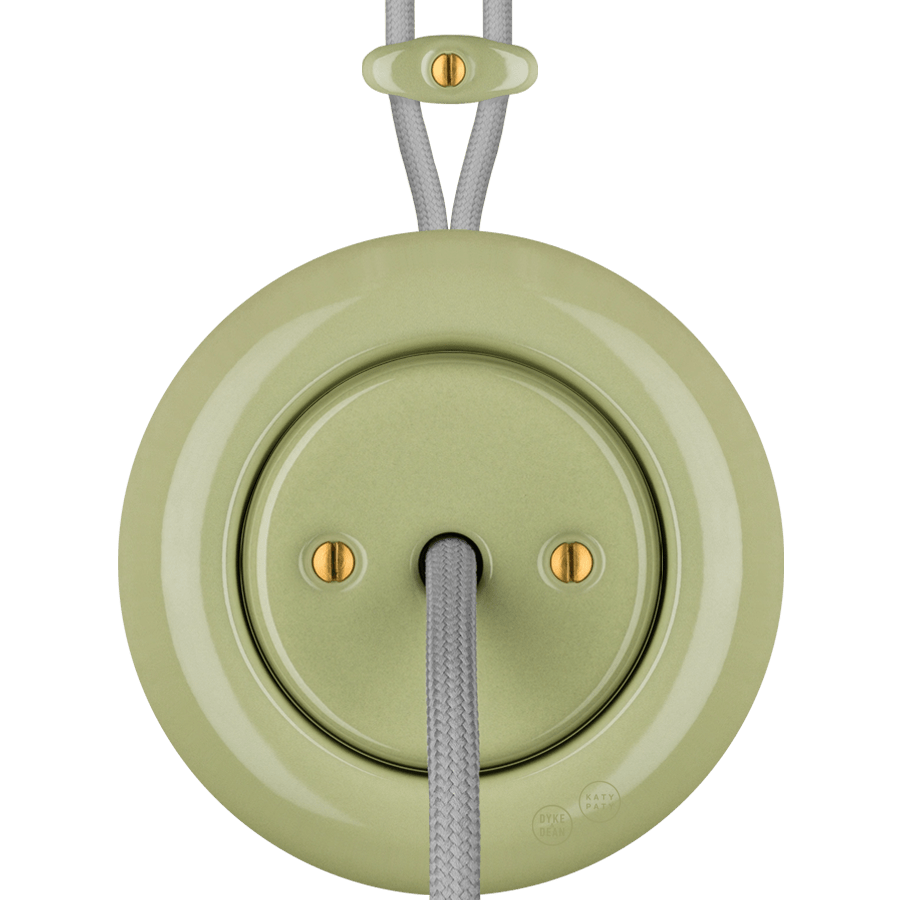 PORCELAIN KATY PATY COLONA ROUND SURFACE MOUNTED CABLE GLAND SOCKET MOSS GREEN - DYKE & DEAN