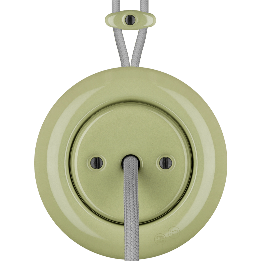 PORCELAIN KATY PATY COLONA ROUND SURFACE MOUNTED CABLE GLAND SOCKET MOSS GREEN - DYKE & DEAN
