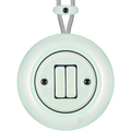 PORCELAIN KATY PATY COLONA ROUND SURFACE MOUNTED DOUBLE SLIM BUTTON SWITCH CONCHA - DYKE & DEAN