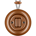 PORCELAIN KATY PATY COLONA ROUND SURFACE MOUNTED DOUBLE SLIM BUTTON SWITCH COPPER - DYKE & DEAN