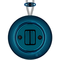 PORCELAIN KATY PATY COLONA ROUND SURFACE MOUNTED DOUBLE SLIM BUTTON SWITCH DARK BLUE - DYKE & DEAN
