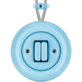PORCELAIN KATY PATY COLONA ROUND SURFACE MOUNTED DOUBLE SLIM BUTTON SWITCH PASTEL BLUE - DYKE & DEAN
