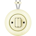 PORCELAIN KATY PATY COLONA ROUND SURFACE MOUNTED DOUBLE SLIM BUTTON SWITCH VANILLA - DYKE & DEAN