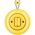 PORCELAIN KATY PATY COLONA ROUND SURFACE MOUNTED DOUBLE SLIM BUTTON SWITCH YELLOW - DYKE & DEAN