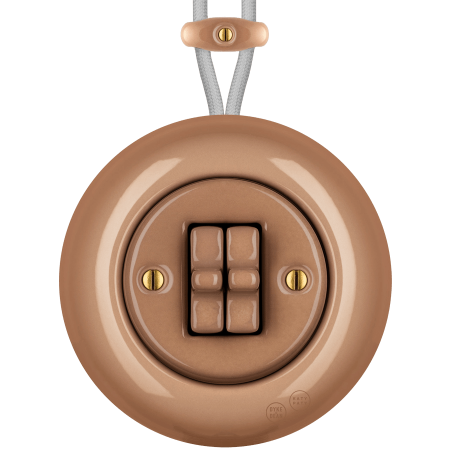 PORCELAIN KATY PATY COLONA ROUND SURFACE MOUNTED DOUBLE TOGGLE BUTTON SWITCH DERMA - DYKE & DEAN