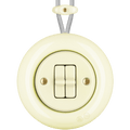 PORCELAIN KATY PATY COLONA ROUND SURFACE MOUNTED DOUBLE TOGGLE BUTTON SWITCH VANILLA - DYKE & DEAN