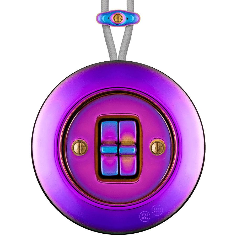 PORCELAIN KATY PATY COLONA ROUND SURFACE MOUNTED DOUBLE TOGGLE BUTTON SWITCH VIOLEDO - DYKE & DEAN