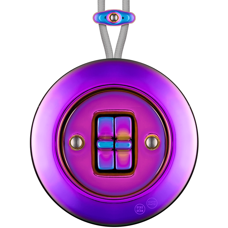 PORCELAIN KATY PATY COLONA ROUND SURFACE MOUNTED DOUBLE TOGGLE BUTTON SWITCH VIOLEDO - DYKE & DEAN