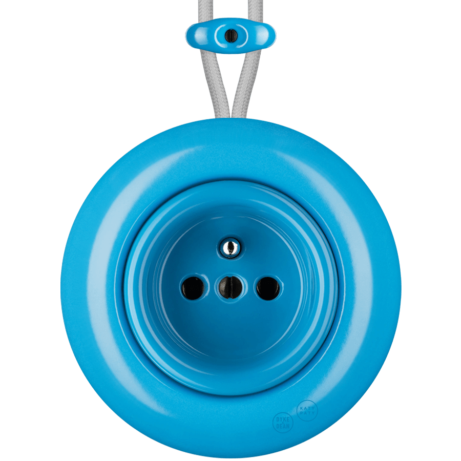 PORCELAIN KATY PATY COLONA ROUND SURFACE MOUNTED EURO SOCKET AZURE - DYKE & DEAN