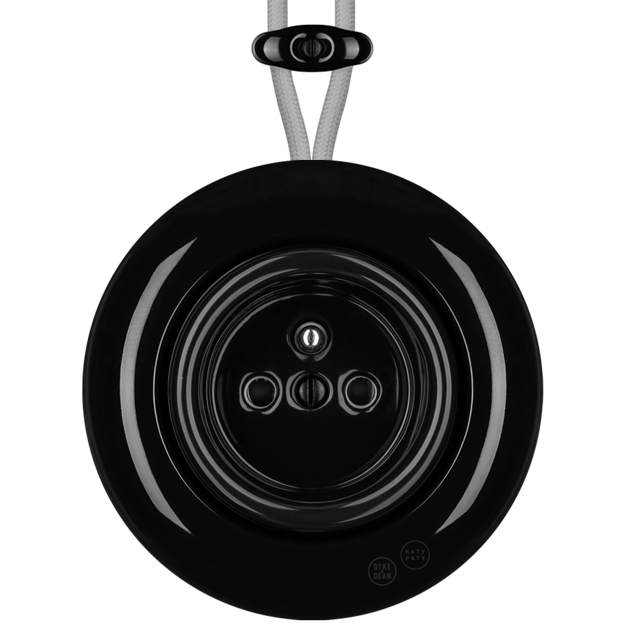 PORCELAIN KATY PATY COLONA ROUND SURFACE MOUNTED EURO SOCKET BLACK - DYKE & DEAN
